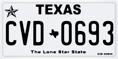 TX license plate CVD0693