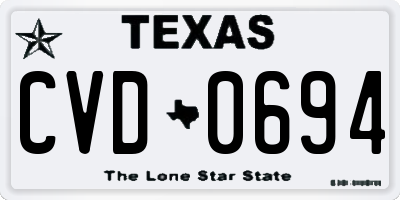 TX license plate CVD0694
