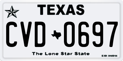 TX license plate CVD0697