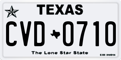 TX license plate CVD0710