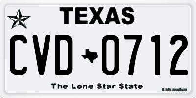 TX license plate CVD0712