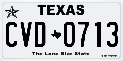 TX license plate CVD0713