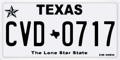 TX license plate CVD0717
