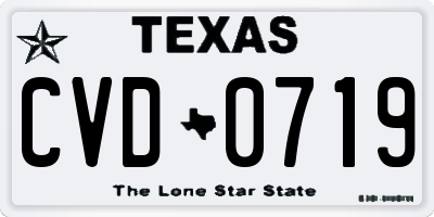 TX license plate CVD0719