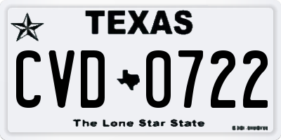 TX license plate CVD0722