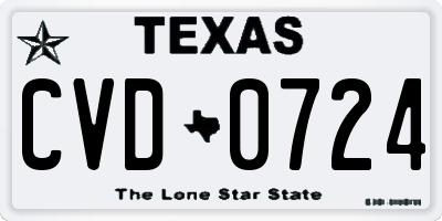 TX license plate CVD0724