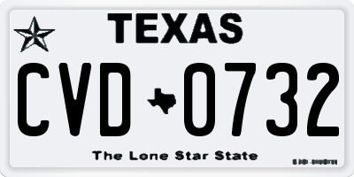 TX license plate CVD0732