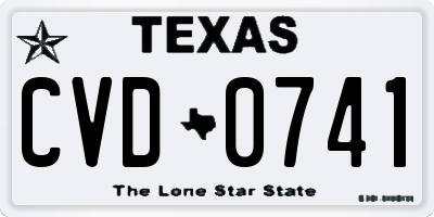 TX license plate CVD0741
