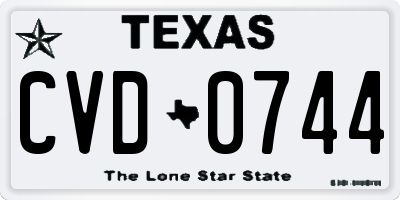 TX license plate CVD0744