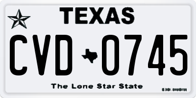TX license plate CVD0745