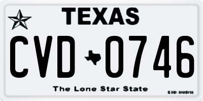 TX license plate CVD0746