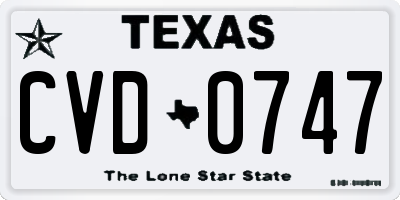 TX license plate CVD0747
