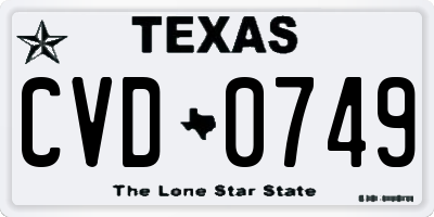 TX license plate CVD0749