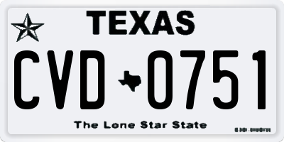 TX license plate CVD0751