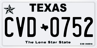 TX license plate CVD0752