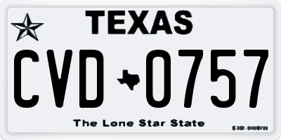 TX license plate CVD0757