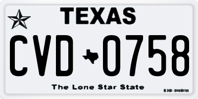 TX license plate CVD0758