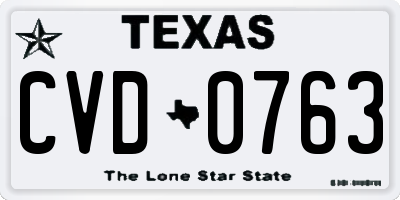 TX license plate CVD0763