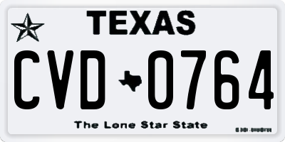 TX license plate CVD0764