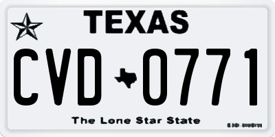 TX license plate CVD0771