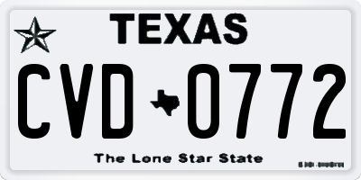 TX license plate CVD0772