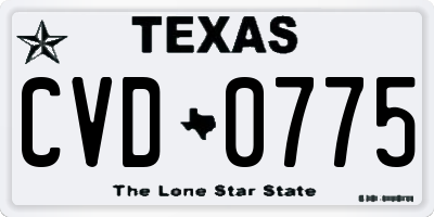TX license plate CVD0775