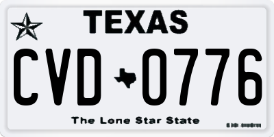 TX license plate CVD0776