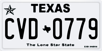 TX license plate CVD0779