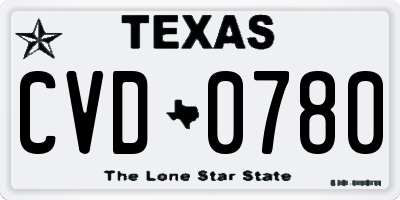 TX license plate CVD0780
