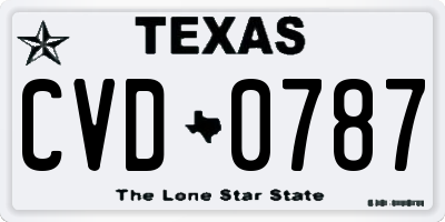 TX license plate CVD0787