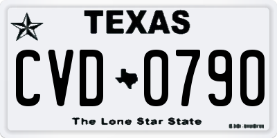 TX license plate CVD0790