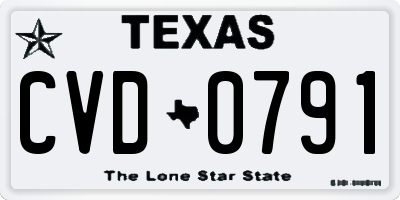 TX license plate CVD0791