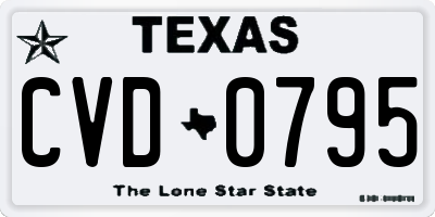 TX license plate CVD0795