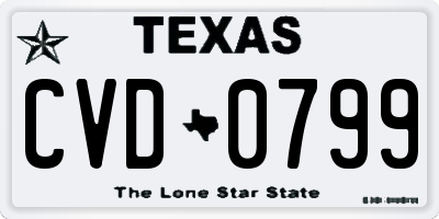 TX license plate CVD0799
