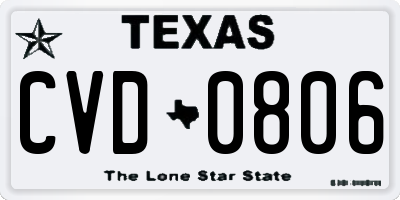TX license plate CVD0806