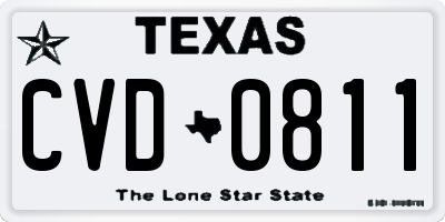TX license plate CVD0811