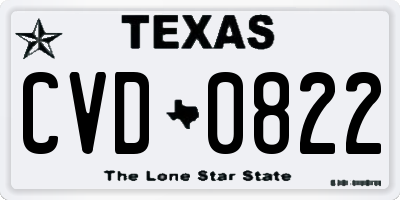 TX license plate CVD0822