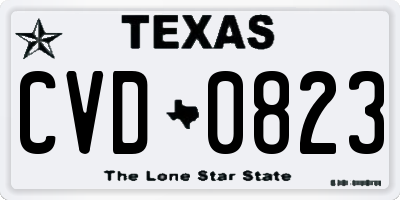 TX license plate CVD0823