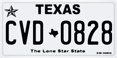 TX license plate CVD0828