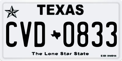 TX license plate CVD0833
