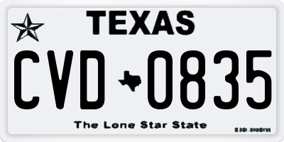 TX license plate CVD0835