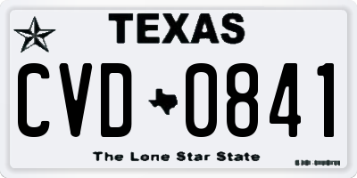 TX license plate CVD0841