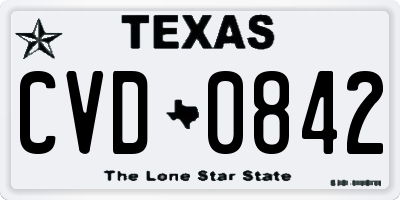 TX license plate CVD0842