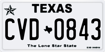 TX license plate CVD0843