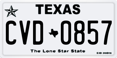 TX license plate CVD0857