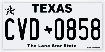 TX license plate CVD0858