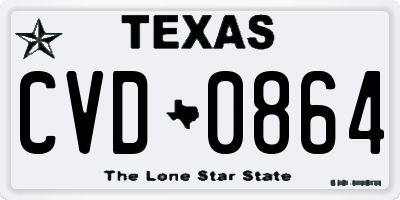 TX license plate CVD0864