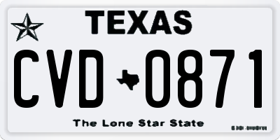 TX license plate CVD0871