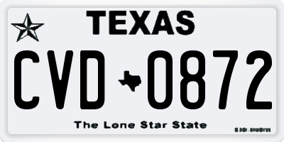 TX license plate CVD0872