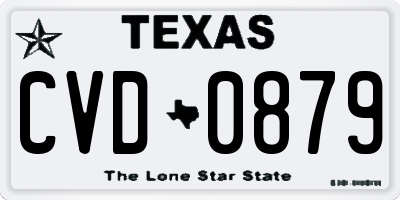 TX license plate CVD0879